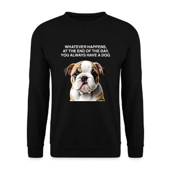 Funny Bulldog Quotes - Unisex Pullover - Schwarz - Vorne - Alina (178cm) & Michal (187cm)