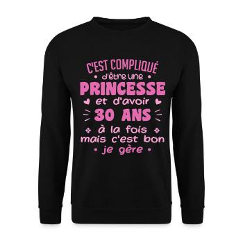 Woman Princess Birthday 30 Years - Unisex Sweatshirt - black - Front - Alina (178cm) & Michal (187cm)