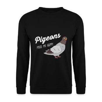 Pigeon - Les pigeons me rendent heureux - Sweat-shirt Unisexe - noir - Devant - Alina (178cm) & Michal (187cm)