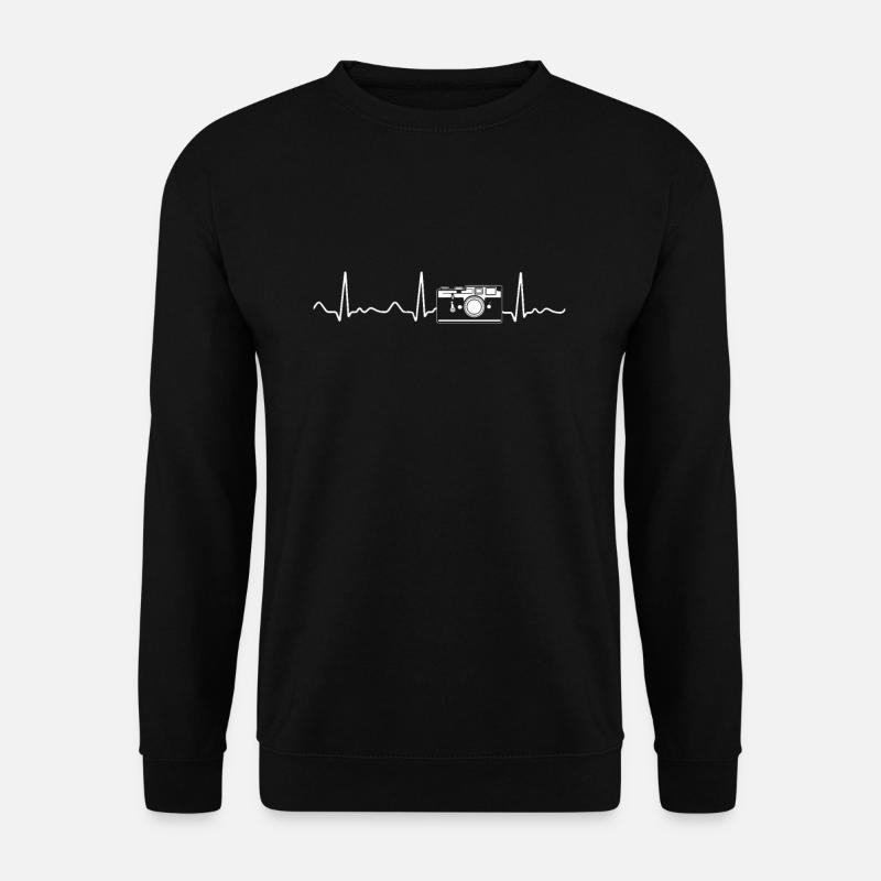 Fotograf - Herzschlag, Herzfrequenz, Puls, EKG - Unisex Pullover - Schwarz