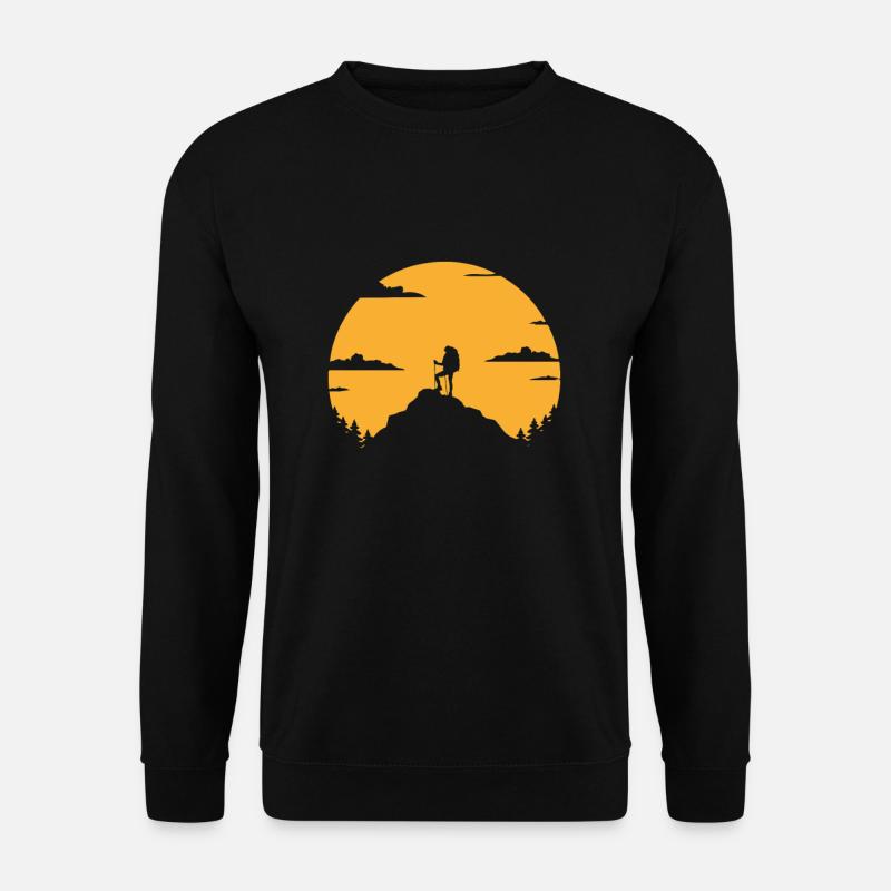Wandern - Wanderer, Sonnenuntergang, Bergspitze - Unisex Pullover - Schwarz