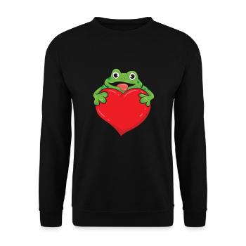 Grenouille - le cœur dans les mains - Sweat-shirt Unisexe - noir - Devant - Alina (178cm) & Michal (187cm)