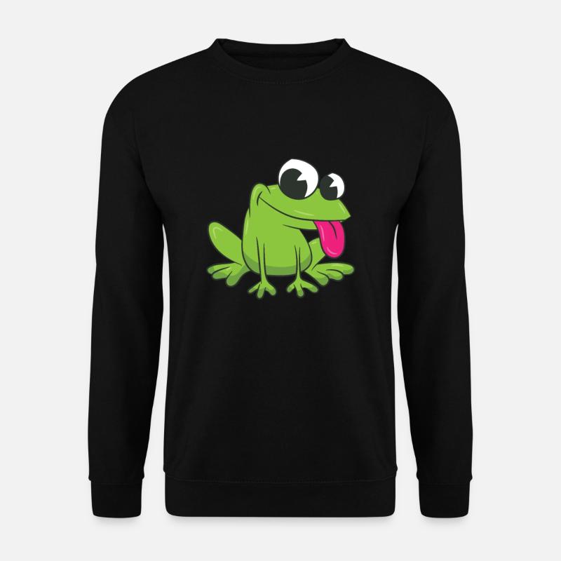 Frosch - streckt die Zunge raus - Unisex Pullover - Schwarz