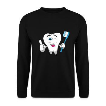 Dentiste - Dent radieuse avec une brosse à dents bleue - Sweat-shirt Unisexe - noir - Devant - Alina (178cm) & Michal (187cm)
