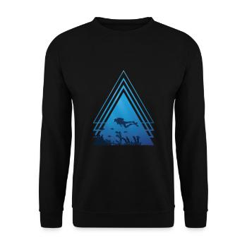 Océan - plongeur nage avec des poissons, triangle - Sweat-shirt Unisexe - noir - Devant - Alina (178cm) & Michal (187cm)