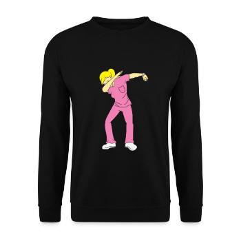 Krankenschwester blond - rosa, DAB, dabben, dabbin - Unisex Pullover - Schwarz - Vorne - Alina (178cm) & Michal (187cm)