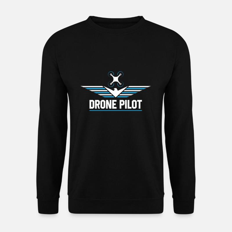 Drohne - blau weiß Logo Drone Pilot - Unisex Pullover - Schwarz