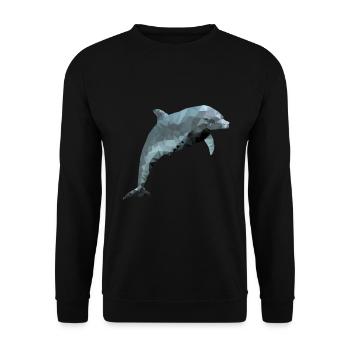 Dolphin - polygon / triangle - Unisex Sweatshirt - black - Front - Alina (178cm) & Michal (187cm)