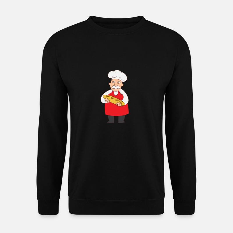 Bäcker - Bäcker mit Brot in der Hand - Unisex Pullover - Schwarz