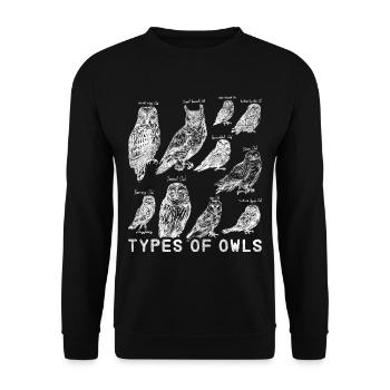 Eule Raubvogel - Unisex Pullover - Schwarz - Vorne - Alina (178cm) & Michal (187cm)