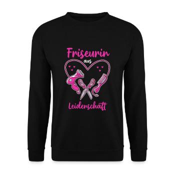 Friseurin aus Leidenschaft - Friseurin Geschenk - Unisex Pullover - Schwarz - Vorne - Alina (178cm) & Michal (187cm)