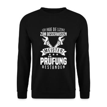 Meisterprüfung bestanden Klempner Installateur - Unisex Pullover - Schwarz - Vorne - Alina (178cm) & Michal (187cm)