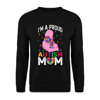 Proud Autism Mom - Autism Awareness - Unisex Sweatshirt - black - Front - Alina (178cm) & Michal (187cm)