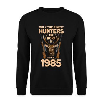 Jäger 37. Geburtstag Hirsch Jagen Geschenk - Unisex Pullover - Schwarz - Vorne - Alina (178cm) & Michal (187cm)