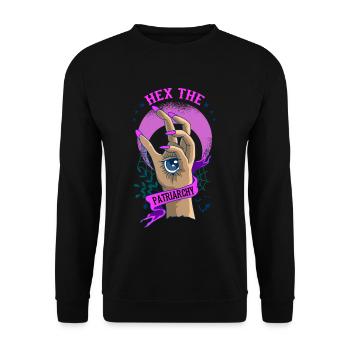 Hex The Patriarchy Feminist pentagramm Hexe - Unisex Pullover - Schwarz - Vorne - Alina (178cm) & Michal (187cm)
