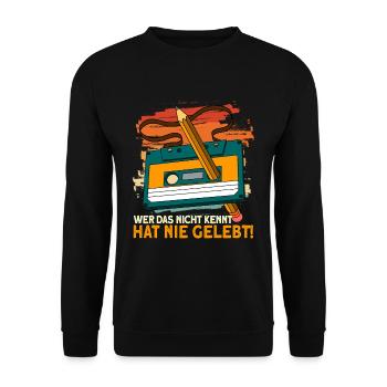 Retro Kassette 80er 90er Vintage - Unisex Pullover - Schwarz - Vorne - Alina (178cm) & Michal (187cm)