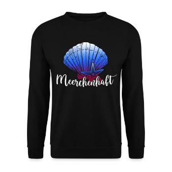 meer meerweh moin moin meerjungfrau küstenkind - Unisex Pullover - Schwarz - Vorne - Alina (178cm) & Michal (187cm)