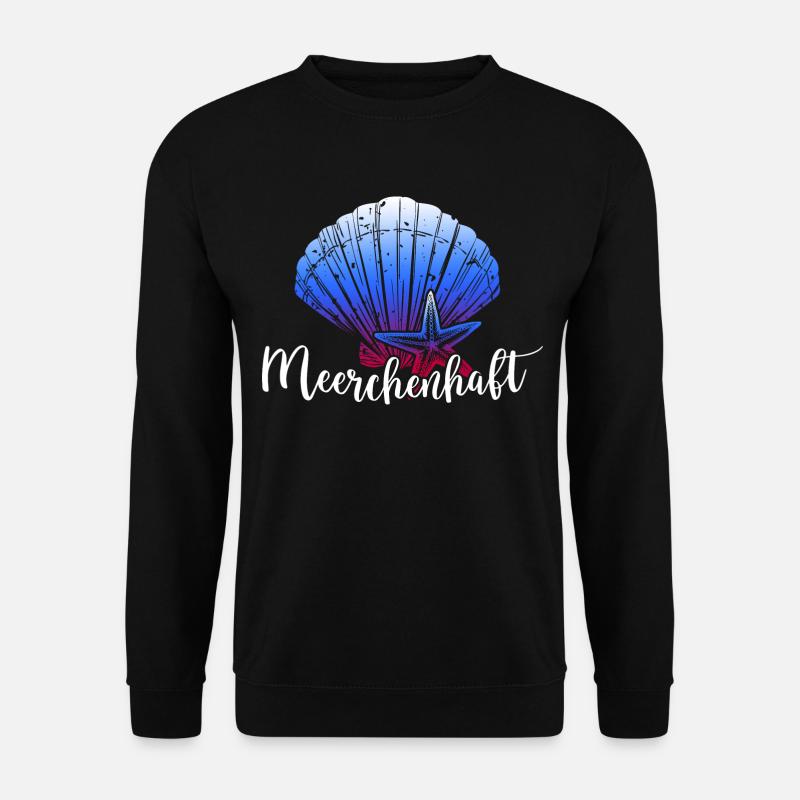 meer meerweh moin moin meerjungfrau küstenkind - Unisex Pullover - Schwarz