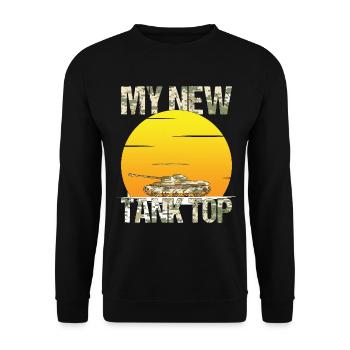 Panzer camouflage Spruch Tank Top Geschenk - Unisex Pullover - Schwarz - Vorne - Alina (178cm) & Michal (187cm)