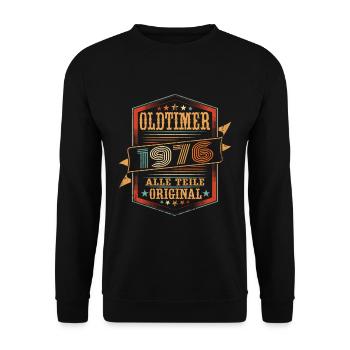 oldtimer 1976 Original - 47 Geburtstag - Unisex Pullover - Schwarz - Vorne - Alina (178cm) & Michal (187cm)