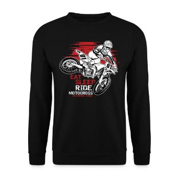 Lustiger Motocross Dirtbike Spruch Sprüche - Unisex Pullover - Schwarz - Vorne - Alina (178cm) & Michal (187cm)