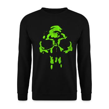 Neandertaler Neon Totenkopf - Minimal Horror - Unisex Pullover - Schwarz - Vorne - Alina (178cm) & Michal (187cm)