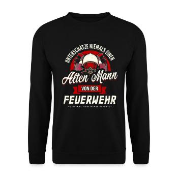 NEVER UNDERESTIMATE OLD MAN FIRE BRIGADE GIFT - Unisex Sweatshirt - black - Front - Alina (178cm) & Michal (187cm)