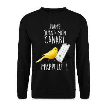 Mon canari m appelle sur le portable - Sweat-shirt Unisexe - noir - Devant - Alina (178cm) & Michal (187cm)