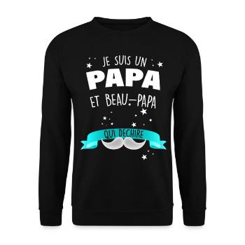 Papa et beau papa cadeau beau papa d'amour - Sweat-shirt Unisexe - noir - Devant - Alina (178cm) & Michal (187cm)