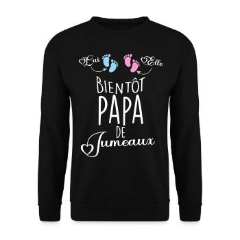 Bientôt papa de Jumeaux garçon et fille - Sweat-shirt Unisexe - noir - Devant - Alina (178cm) & Michal (187cm)