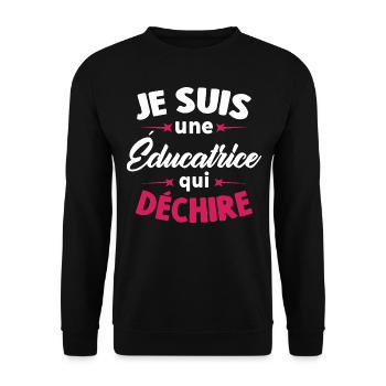 Je Suis Une éducatrice Qui Déchire - Sweat-shirt Unisexe - noir - Devant - Alina (178cm) & Michal (187cm)