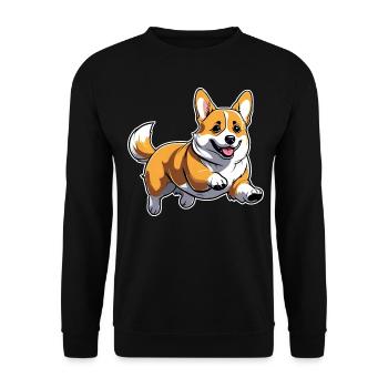 Mignon chien gallois Corgi - Sweat-shirt Unisexe - noir - Devant - Alina (178cm) & Michal (187cm)