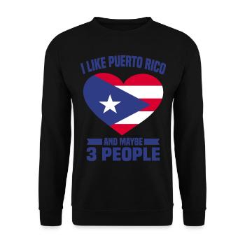 Puerto Rico | Puerto Ricaner Flagge Geschenkideen - Unisex Pullover - Schwarz - Vorne - Alina (178cm) & Michal (187cm)