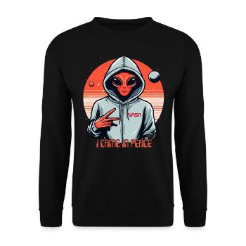ALIEN CAME IN PEACE - Unisex Sweatshirt - black - Front - Alina (178cm) & Michal (187cm)