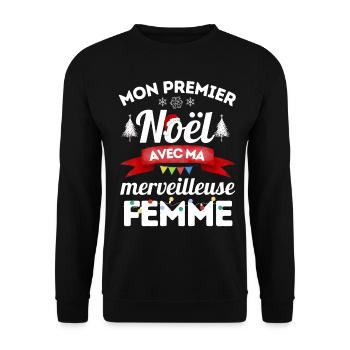 premier noel avec ma merveilleuse femme 2 - Sweat-shirt Unisexe - noir - Devant - Alina (178cm) & Michal (187cm)
