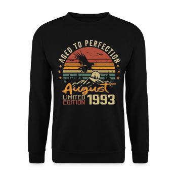 Millésime Août 1993 Cadeau Anniversaire Août 1993 - Sweat-shirt Unisexe - noir - Devant - Alina (178cm) & Michal (187cm)