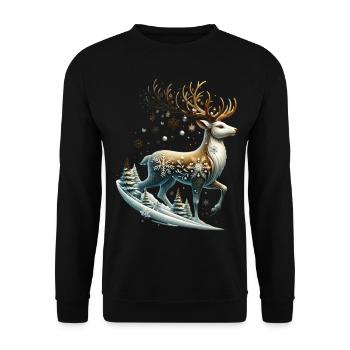 Renne flocon de neige Noël Noël - Sweat-shirt Unisexe - noir - Devant - Alina (178cm) & Michal (187cm)