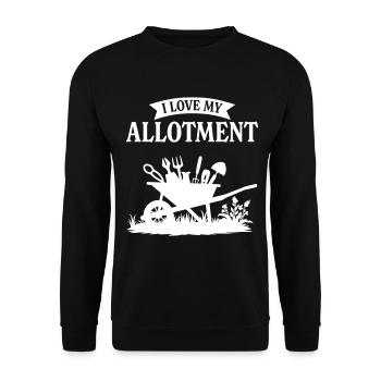 Ich liebe meinen Schrebergarten - Unisex Pullover - Schwarz - Vorne - Alina (178cm) & Michal (187cm)