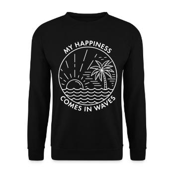 Mon bonheur vient par vagues - Sweat-shirt Unisexe - noir - Devant - Alina (178cm) & Michal (187cm)
