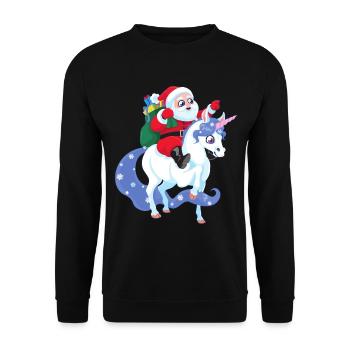 Santa Claus rides unicorn Christmas gift - Unisex Sweatshirt - black - Front - Alina (178cm) & Michal (187cm)