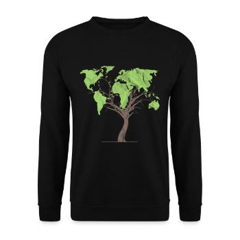 World map tree gardener landscape gardener gift - Unisex Sweatshirt - black - Front - Alina (178cm) & Michal (187cm)