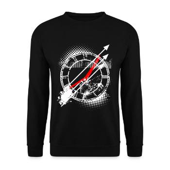 Tattoo Style Clock Face Clock - Unisex Sweatshirt - black - Front - Alina (178cm) & Michal (187cm)
