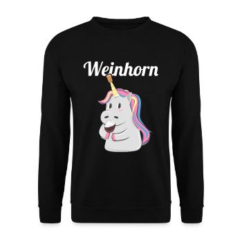 Weinhorn Wein Einhorn Weinfest Weintrinker - Unisex Pullover - Schwarz - Vorne - Alina (178cm) & Michal (187cm)