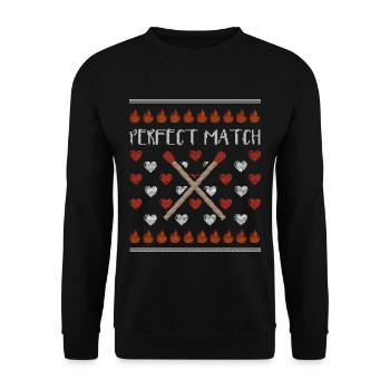 Cadeau partenaire moche pull moche - Sweat-shirt Unisexe - noir - Devant - Alina (178cm) & Michal (187cm)