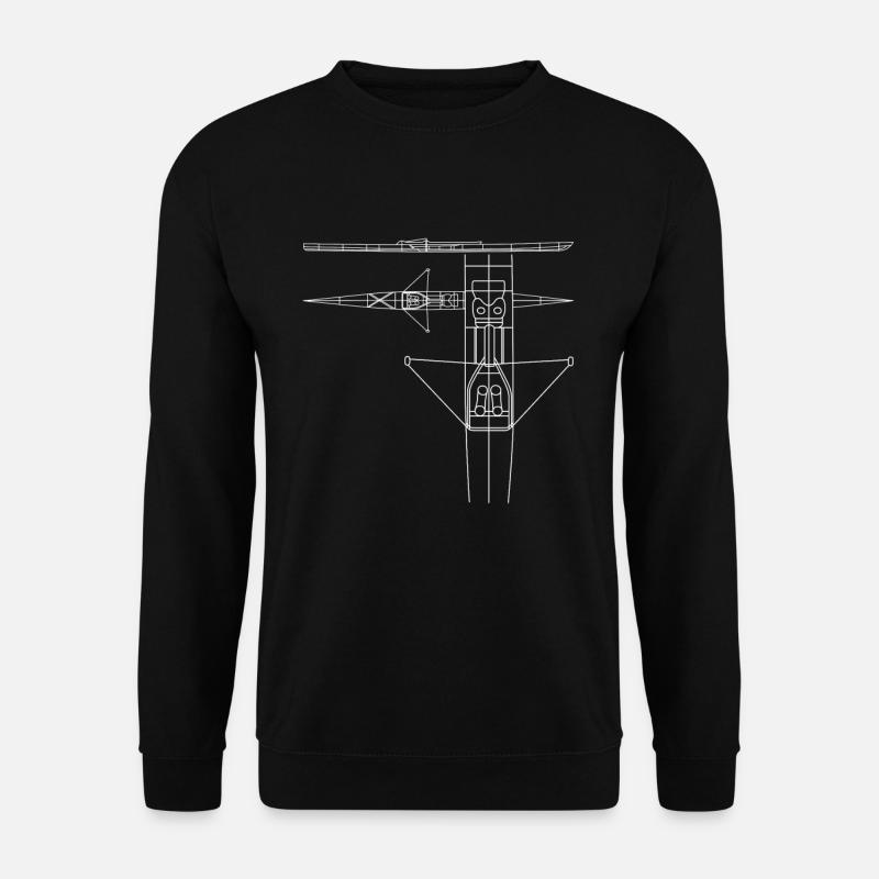 Ruderboot Bauzeichnung Boot Rudern Ruderer - Unisex Pullover - Schwarz