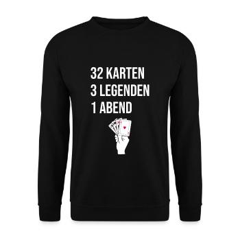 Skatspieler Geschenk Skat Skatabend Skatblatt - Unisex Pullover - Schwarz - Vorne - Alina (178cm) & Michal (187cm)
