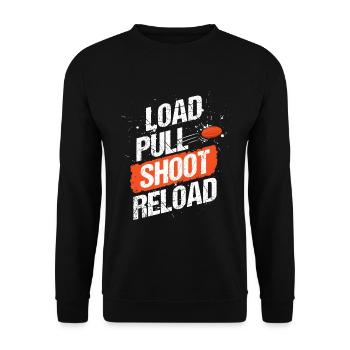 Sports shooter clay pigeon shooting club - Unisex Sweatshirt - black - Front - Alina (178cm) & Michal (187cm)