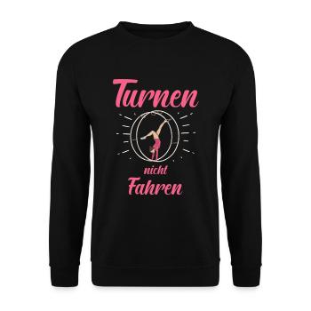 Rhönradturnerin Geschenk Rhönradturnen Rhönrad - Unisex Pullover - Schwarz - Vorne - Alina (178cm) & Michal (187cm)