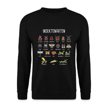 Insekten-Arten - Unisex Pullover - Schwarz - Vorne - Alina (178cm) & Michal (187cm)