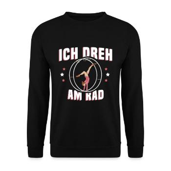 Rhönrad Spruch für eine Rhönrad-Turnerin - Unisex Pullover - Schwarz - Vorne - Alina (178cm) & Michal (187cm)
